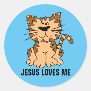 Jesus-Lieben ich, Kitty-Katzen-Aufkleber Runder Aufkleber