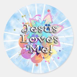 Jesus-Lieben ich, PastellWatercolor Runder Aufkleber