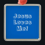 Jesus, Lieben, ich! Silbernes Ornament<br><div class="desc">Erinnern Sie sich an Ihren Kleinen,  dass Jesus ihn oder sie mit diesem Weihnachtsschmuck Liebe!</div>