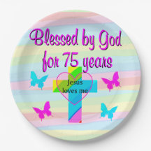 JESUS LIEBEN ME 75. BIRTHDAY PAPER TELLER