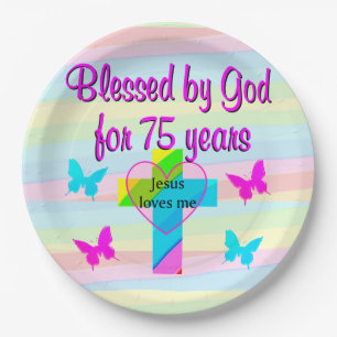 JESUS LIEBEN ME 75. BIRTHDAY PAPER TELLER