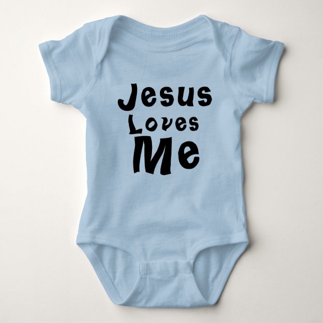 Jesus Lieben Me Baby Boy Blue Bodysuit One Piece Baby Strampler (Vorderseite)