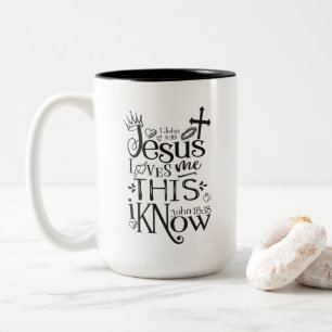 JESUS LIEBEN ME Christlicher Glaube Zitat Black Zweifarbige Tasse