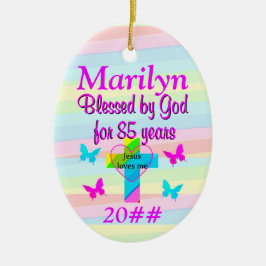 JESUS LIEBEN ME PERSONALISIERT 85. GEBURTSTAG ORNA KERAMIK ORNAMENT