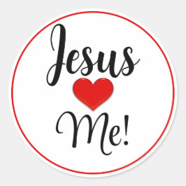 Jesus Lieben Me Rotes Herz Runder Aufkleber