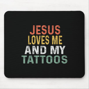 Jesus Lieben mich und meine Tattoos Retro Tattoo L Mousepad