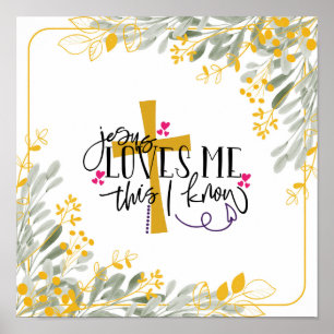 Jesus Lieben mir Dies ich kenne, Kreuz und Blume Poster