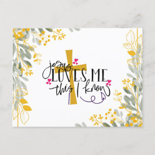Jesus Lieben mir Dies ich kenne, Kreuz und Blume Postkarte