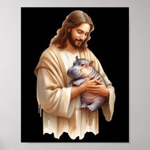 Jesus Lieben Moo Deng Bouncy Pig Niedlich Ba Poster