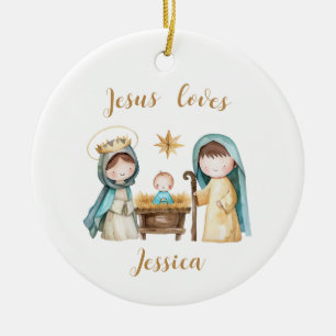 Jesus Lieben Personalisiert Kindernamensszene Keramik Ornament