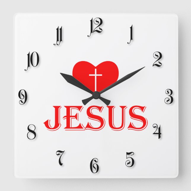 Jesus lieben quadratische wanduhr (Vorderseite)