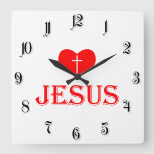 Jesus lieben quadratische wanduhr