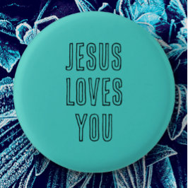 Jesus Lieben Sie anpassen Aqua & Black Modern Button