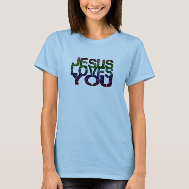 Jesus-Lieben Sie bunte Typografie T-Shirt (Vorderseite)