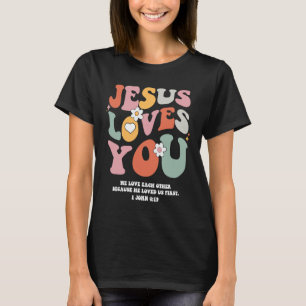 Jesus Lieben Sie Christliche Verse Retro Groovy T-Shirt