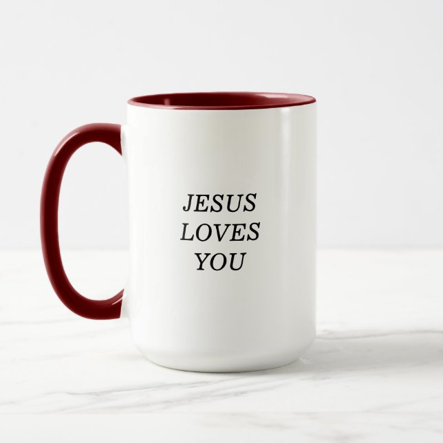 Jesus Lieben Sie glauben Zitat Zwei-Tonen-Kaffee-T Tasse (Links)