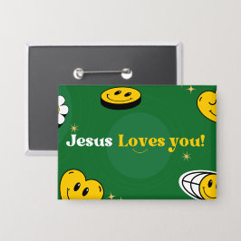 "Jesus Lieben Sie" Grüne Smiley für Jugendliche Button
