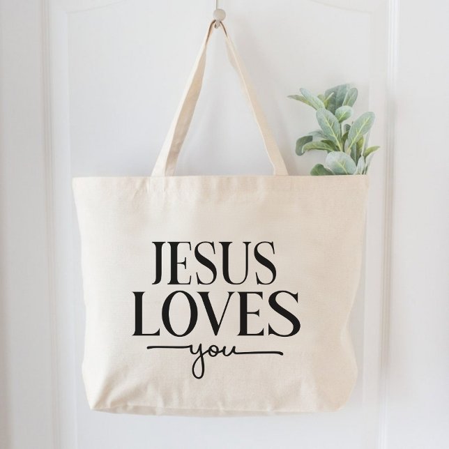 Jesus Lieben Sie Inspiration Christliche Frauen Jumbo Stoffbeutel (Jesus Loves You Inspirational Christian Women Large Tote Bag)