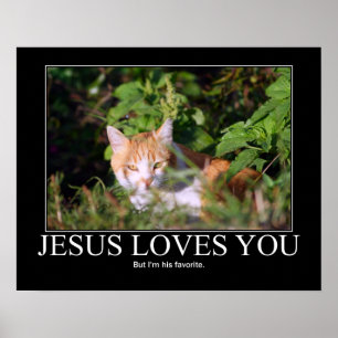 Jesus-Lieben Sie Katze Poster