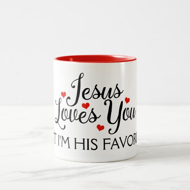 Jesus-Lieben Sie Liebling lustig Zweifarbige Tasse (Mittel)