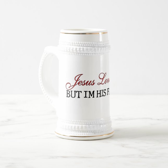 Jesus-Lieben Sie Lieblings Bierglas (Vorderseite Links)