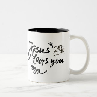 Jesus-Lieben Sie Zweifarbige Tasse