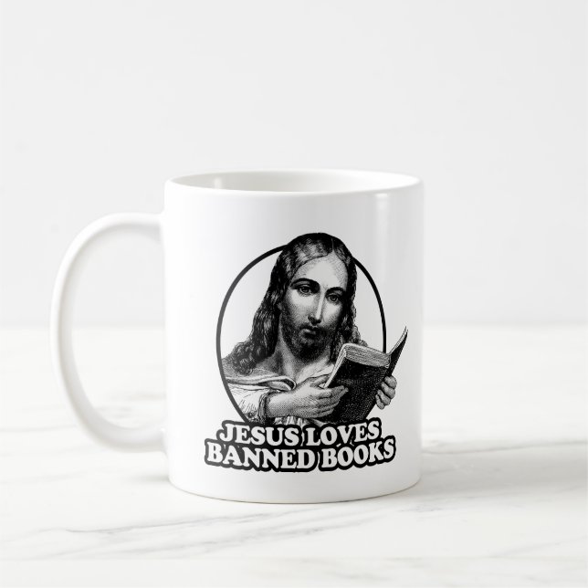 Jesus-Lieben verboten Bücher Kaffeetasse (Links)
