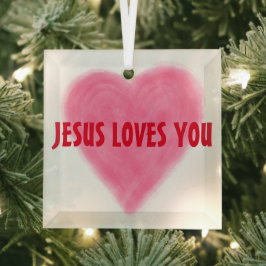 JESUS LIEBEN YOU Glass Ornament
