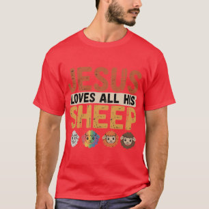 Jesus liebt alle seine Schafe Christentum Regenbog T-Shirt