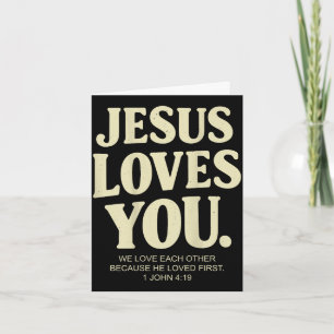 Jesus liebt christliche Bibelstelle 1 Johannes 4_1 Karte