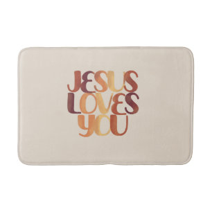 Jesus liebt christliches Typografie-Design Badematte