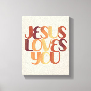 Jesus liebt christliches Typografie-Design  Leinwanddruck