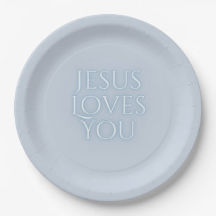 Jesus liebt christliches Typografie-Design Pappteller