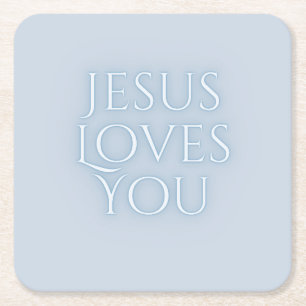 Jesus liebt christliches Typografie-Design  Rechteckiger Pappuntersetzer