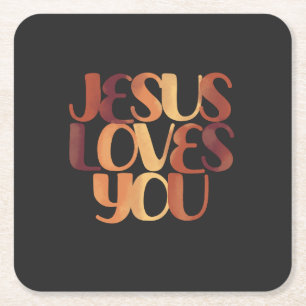 Jesus liebt christliches Typografie-Design Rechteckiger Pappuntersetzer