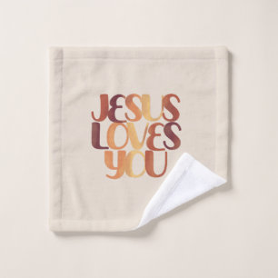 Jesus liebt christliches Typografie-Design  Waschlappen