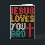 Jesus liebt dich Bruder Christlicher Glaube Retro- Karte<br><div class="desc">Jesus liebt dich Bruder Christlicher Glaube Retro-Typographie</div>