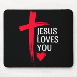 Jesus liebt dich christliche Liebe Kreuz Herz Desi Mousepad