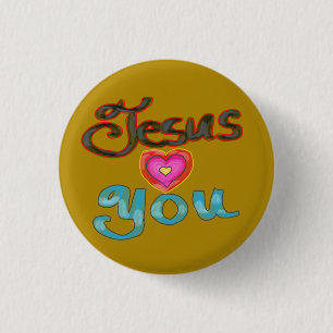„Jesus liebt dich“ christlicher Spruch Button