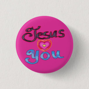 „Jesus liebt dich“ christlicher Spruch mit Herz Button