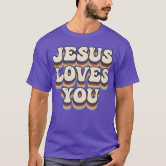 Jesus liebt dich Hippie 70er Retro T-Shirt