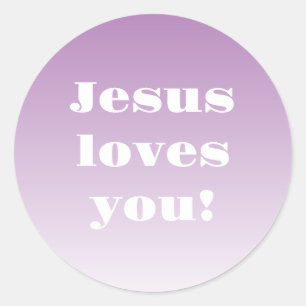 Jesus liebt dich! Jede Ombre-Farbe Runder Aufkleber