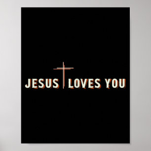 Jesus liebt dich Kreuz Gott christliches Grafik Poster