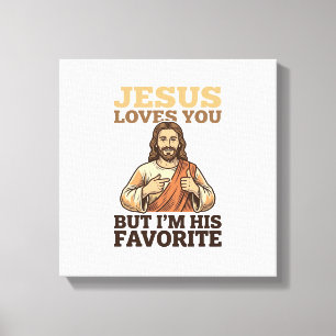 Jesus liebt dich lustiges Vintage-Glaubens-Shirt-D Leinwanddruck