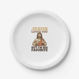 Jesus liebt dich lustiges Vintage-Glaubens-Shirt-D Pappteller