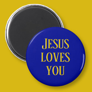 Jesus liebt dich Marineblau und Gold Magnet