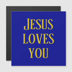 Jesus liebt dich Marineblau und Gold Magnetkarte