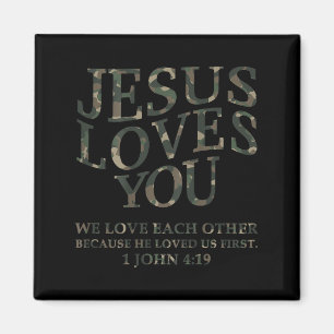Jesus liebt dich mich Camouflage christliche Jugen Magnet