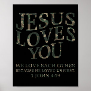 Jesus liebt dich mich Camouflage christliche Jugen Poster