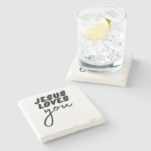 'Jesus liebt dich' Minimalistisches christliches E Steinuntersetzer
